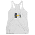 womens racer back tank top heather gray Front view - Gluten Freak