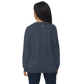 Just sweet enough cute and trendy sweatshirt in French navy blue, back view.