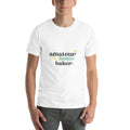 Amateur baker home baking T shirt in white, front view.