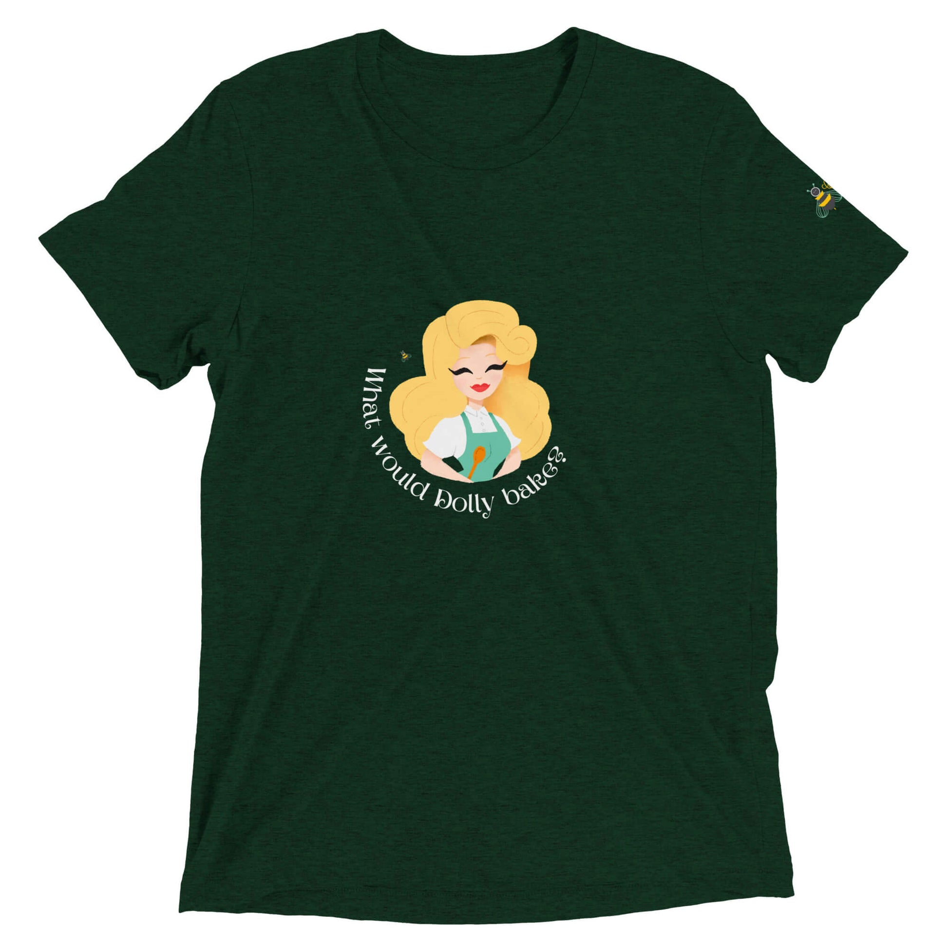 Dolly short sleeve T-shirt in emerald green, front view.